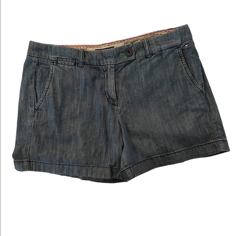 Tommy Hilfiger Soft Cotton Denim Shorts 4” Inseam Pockets & Zipper Like New Sz 6